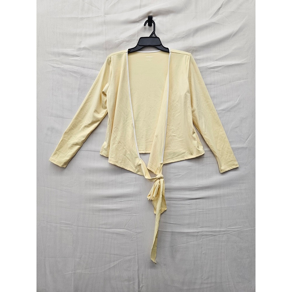 Wild Fable Womens Tie Front Cardigan Yellow Polyester Blend Casual Size Large